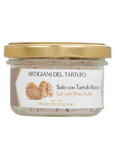 Salz mit weißem Trüffel – verleihen Sie Ihren Gerichten mit unserem feinen Meersalz, angereichert mit Bianchetto- und weißem Trüffel, eine besondere Note. Ideal für Fisch- und Fleischgerichte, gegrilltes Gemüse, Salate und Beilagen.