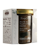 Schwarze Trüffelpastete – weiche Mousse aus Champignons, Parmigiano Reggiano DOP und weißem Trüffel, unverwechselbare Frische und Geschmack, ideal für Vorspeisen, erste und zweite Gänge