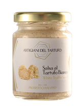 Weiße Trüffelsauce - 350g. Cremige Sauce mit einem Hauch von Bianchetto- und weißen Trüffeln. Perfekt für Torten, Nudelgerichte und Hauptgerichte.